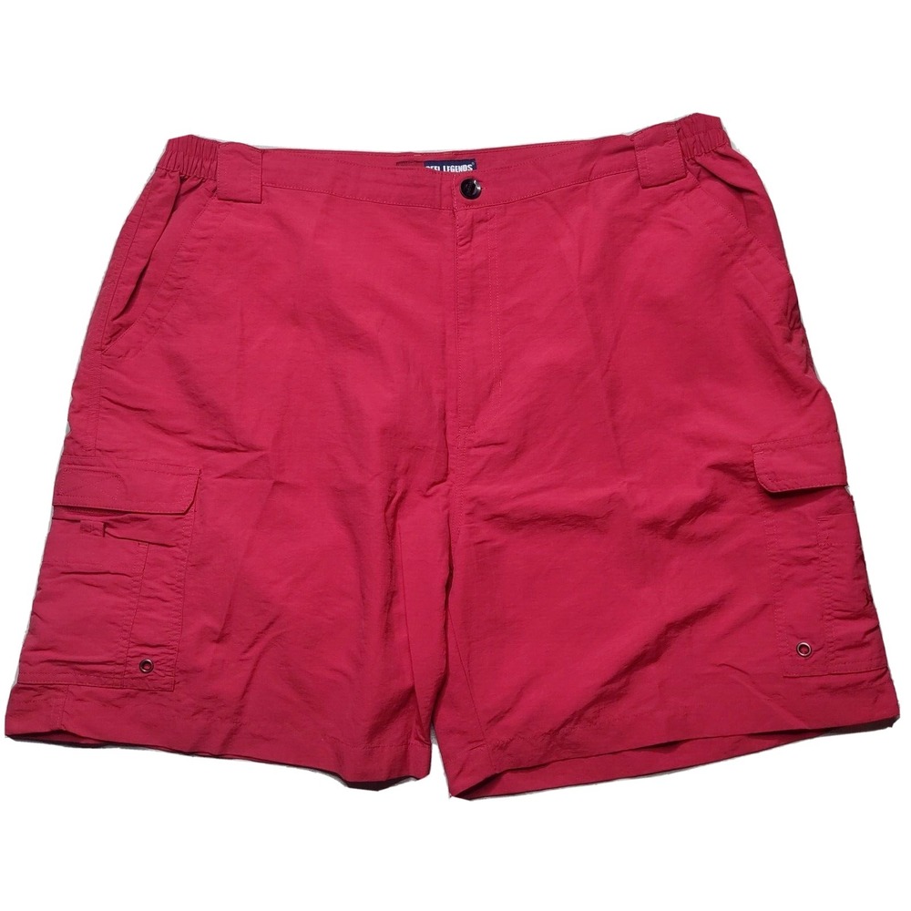REEL LEGENDS Men Size 2XL Red 100% Nylon 7" Cargo Fishing Shorts